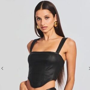 Retrofete Jaylee Waxed Corset Top in Black